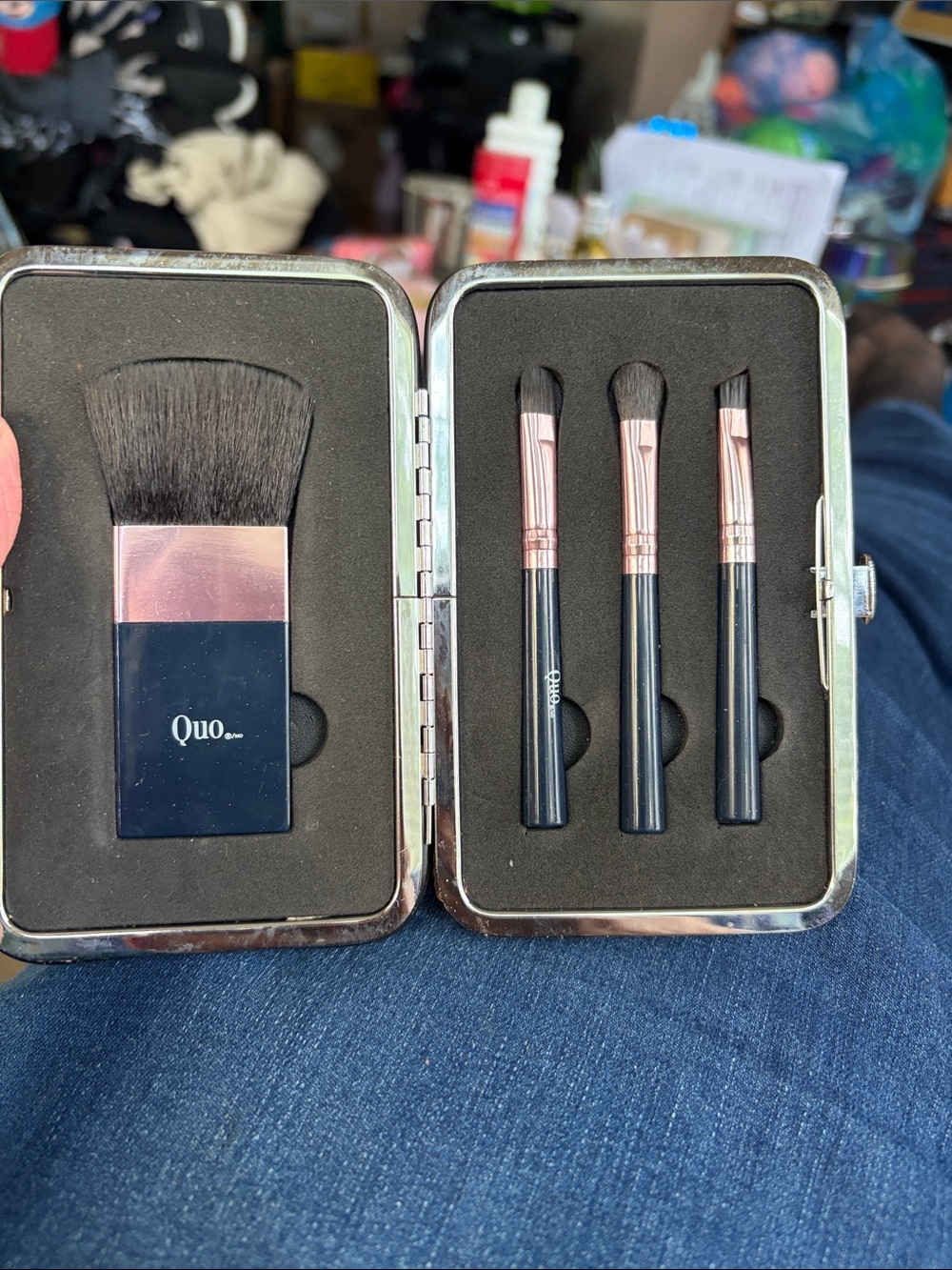 Quo Compact Brush Set in Black and Rose Gold.  New!